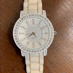 White watch with rubber band